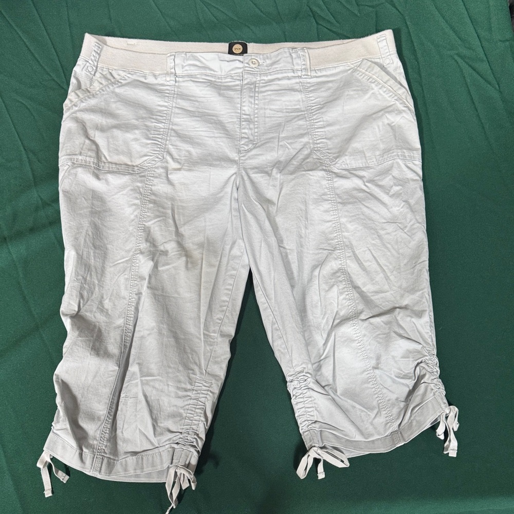 Jones New York Sport Capri Pants Women 20W Light Gray/Khaki  Drawstring